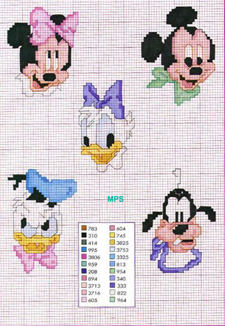 punto croce volti visi baby disney