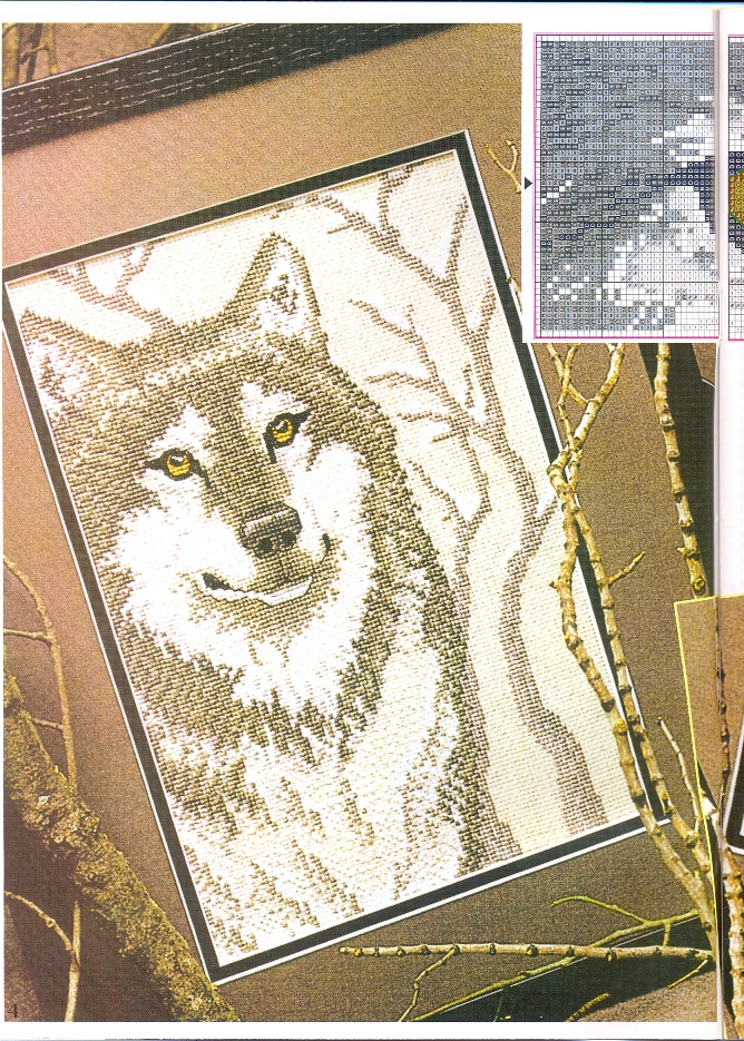 quadro punto croce di un lupo 1