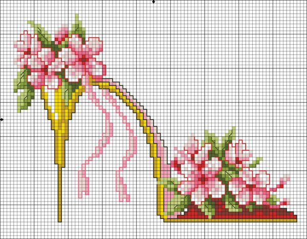 scarpa con fiori schema punto croce (2)