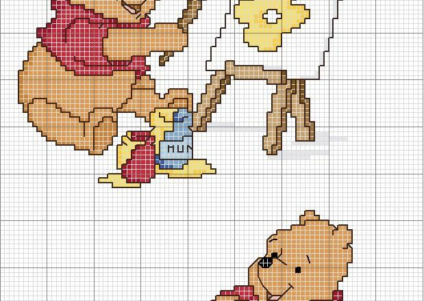 schema da ricamare di winnie the pooh che dipinge