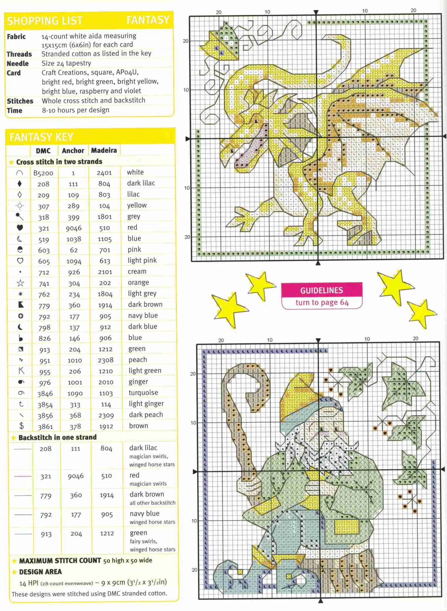 schema di un drago a punto croce