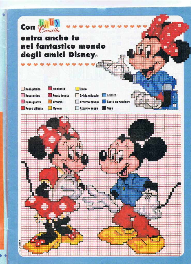 schema punto a croce topolino e minnie