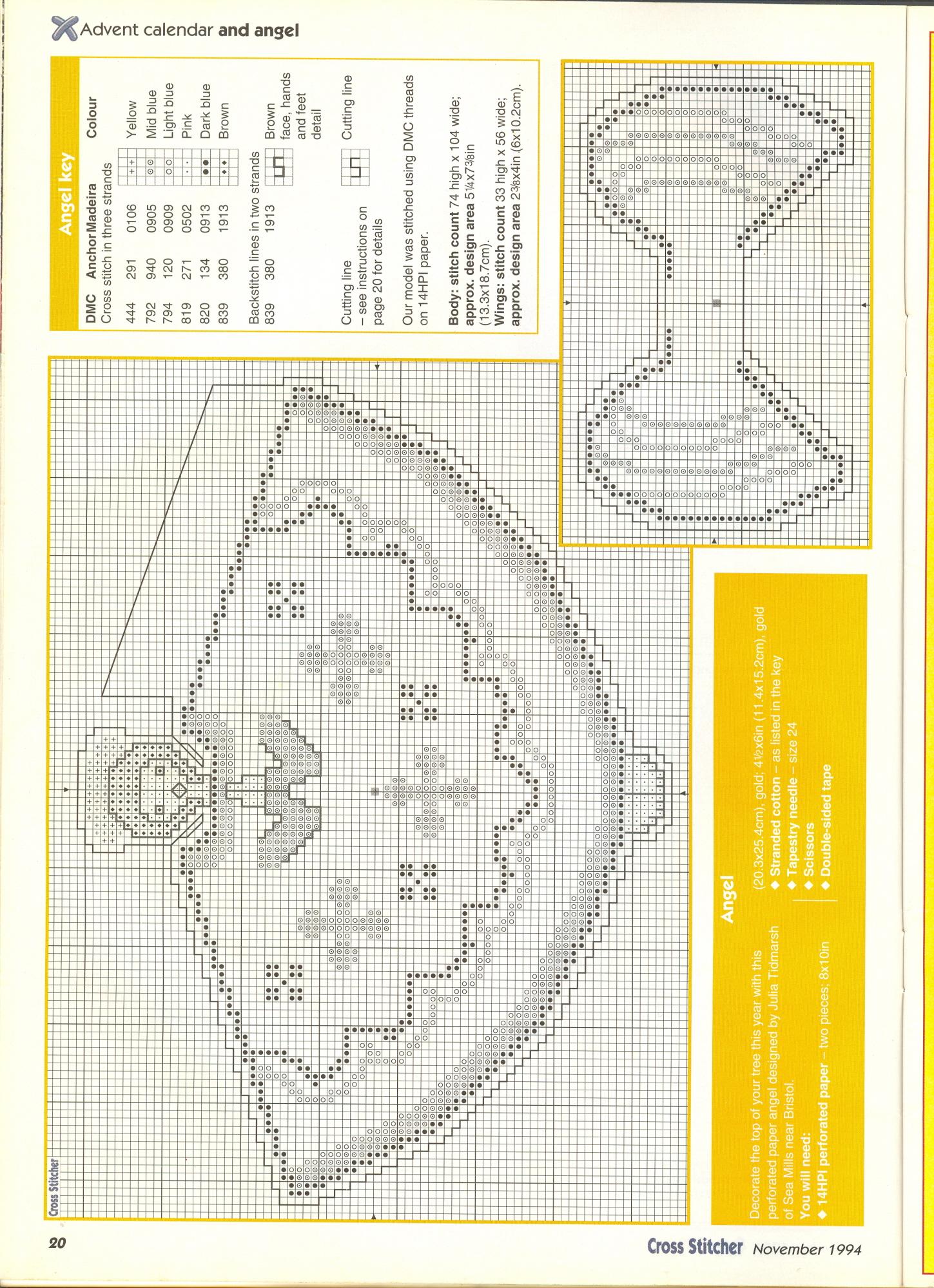 schema punto croce di un angioletto semplice