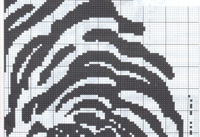 schema punto croce tigre bianco e nero 1