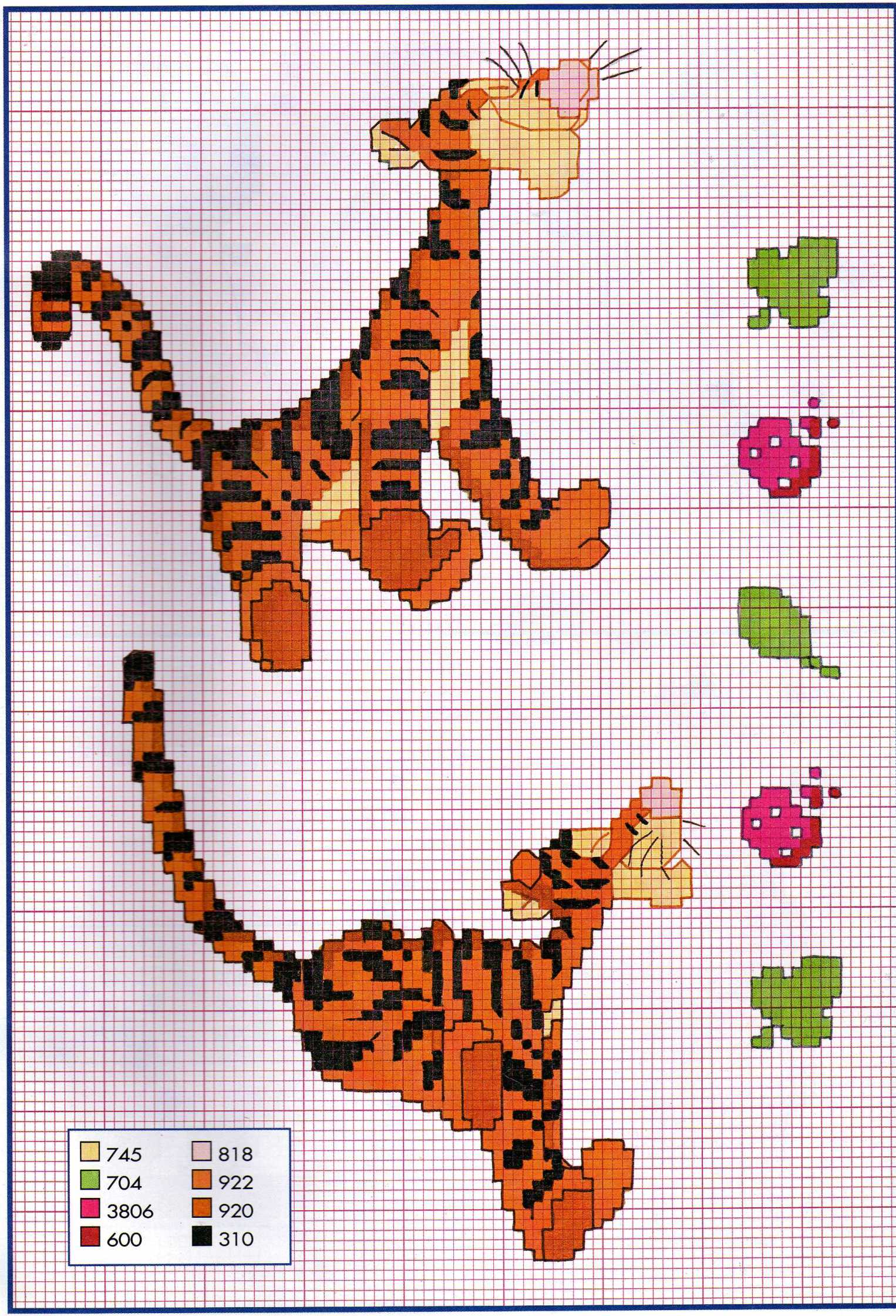 schema punto croce tigro 375