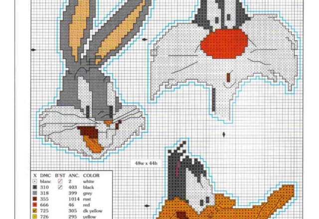 schemi punto croce Bugs Bunny Gatto Silvestro e Duffy Duck