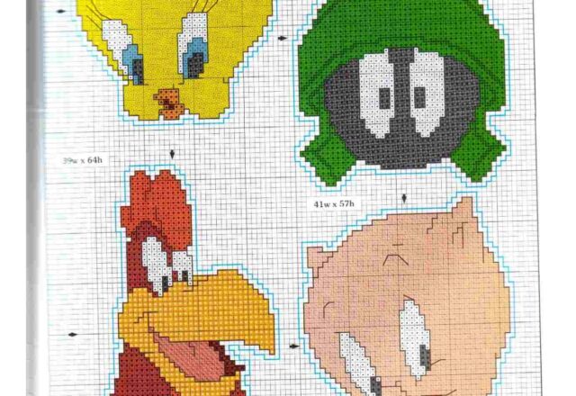 schemi punto croce Marvin Il Marziano Porky Pig Titti e Garlo Gallo