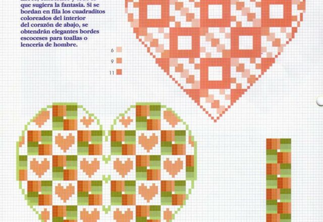 schemi punto croce due cuscini a forma di cuore (2)