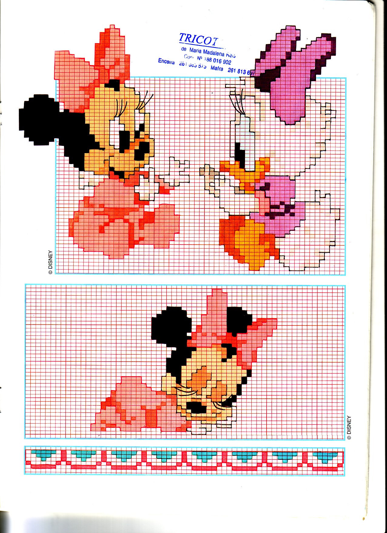 schemi ricamo baby paperina e baby minnie