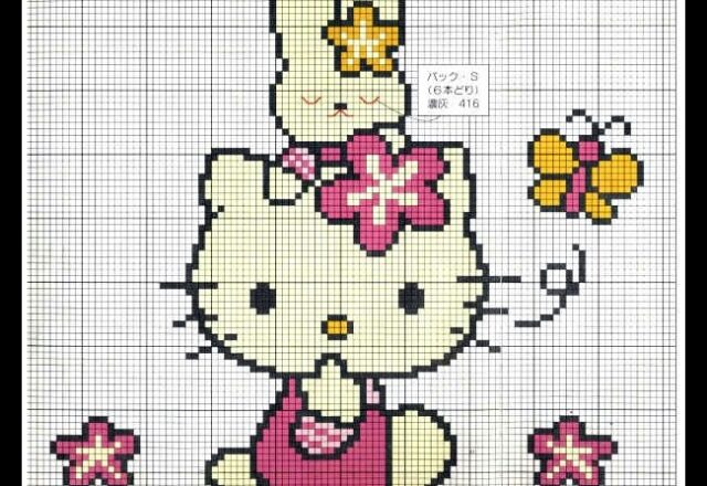 semplice e carino schema punto croce di hello kitty