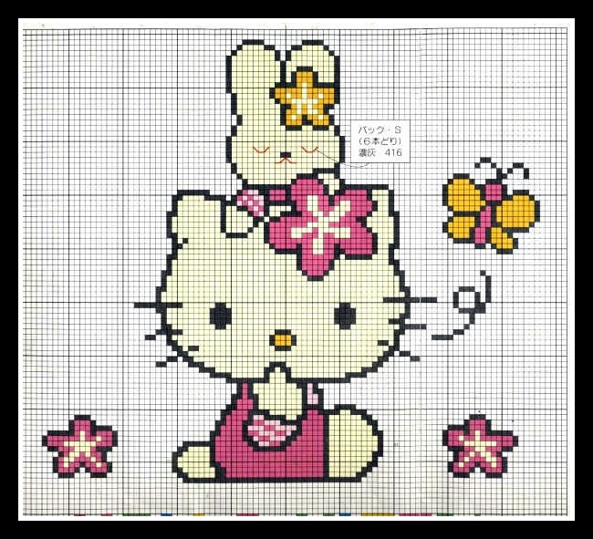 semplice e carino schema punto croce di hello kitty