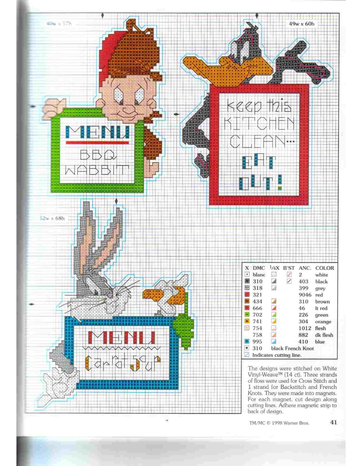 simpatiche calamite punto croce con personaggi Looney Tunes (2)