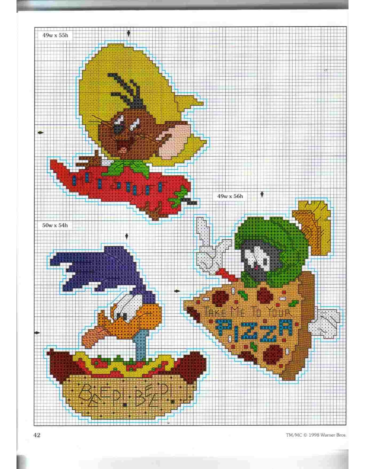 simpatiche calamite punto croce con personaggi Looney Tunes (3)