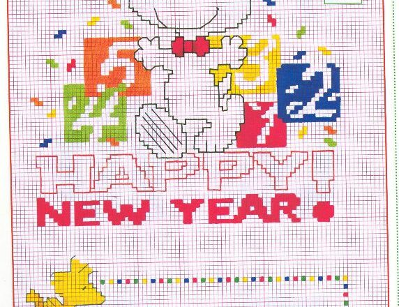 snoopy woodstock buon anno punto croce