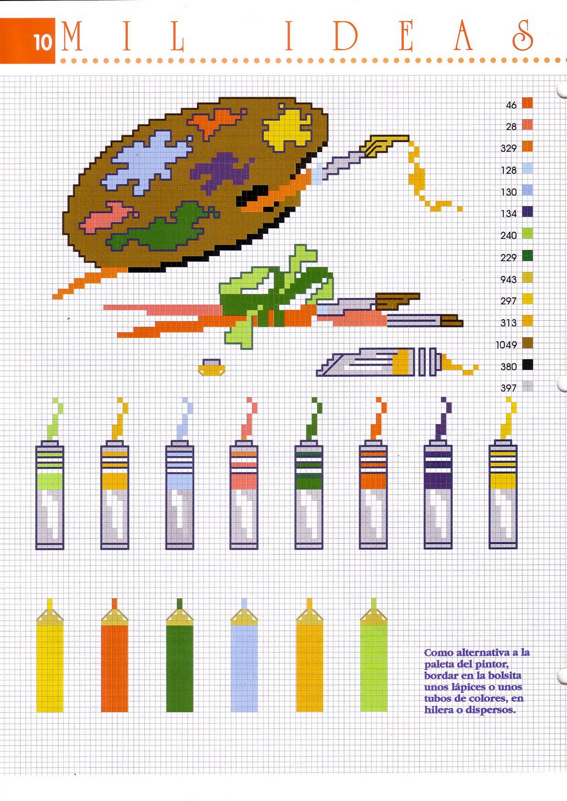 tavolozza dei colori del pittore schema punto croce