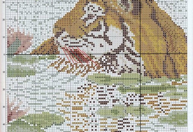 tigre nel lago schema punto croce (3)