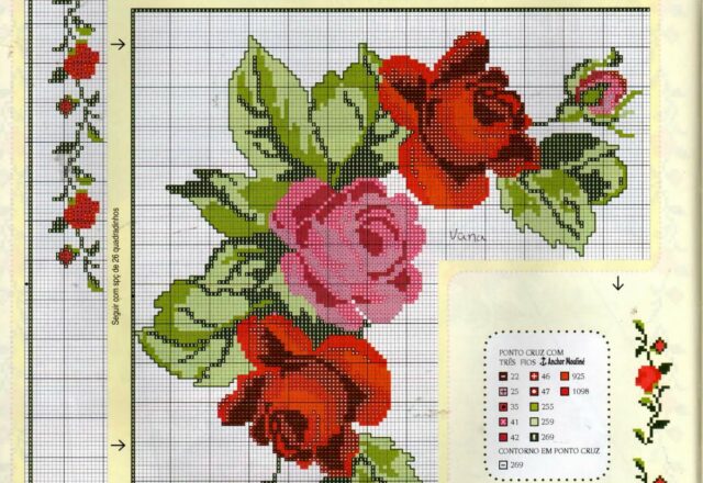 tovaglia con rose punto croce2