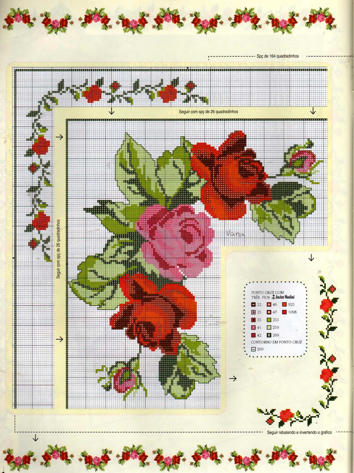 tovaglia con rose punto croce2
