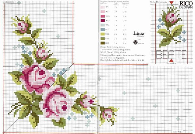 tovaglia punto croce con rose rosa (1)