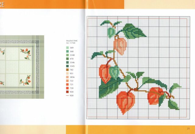 tovaglia punto croce fiori arancioni (1)