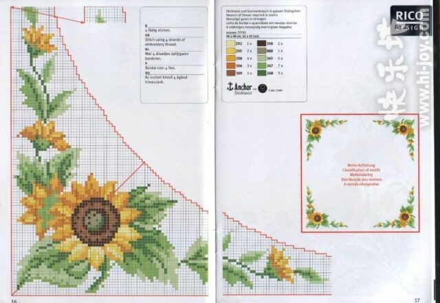 tovaglietta cucina punto a croce con fiori girasoli (2)