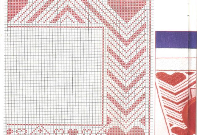 tovaglietta cuori rossi 10 schema punto croce