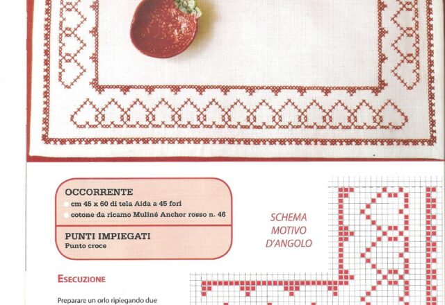 tovaglietta cuori rossi 3 schema punto croce