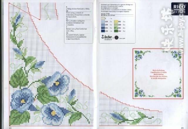 tovaglietta da ricamare con fiori campanule blu 2