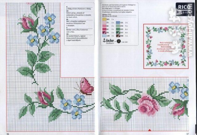 tovaglietta da ricamare con rose color scuro