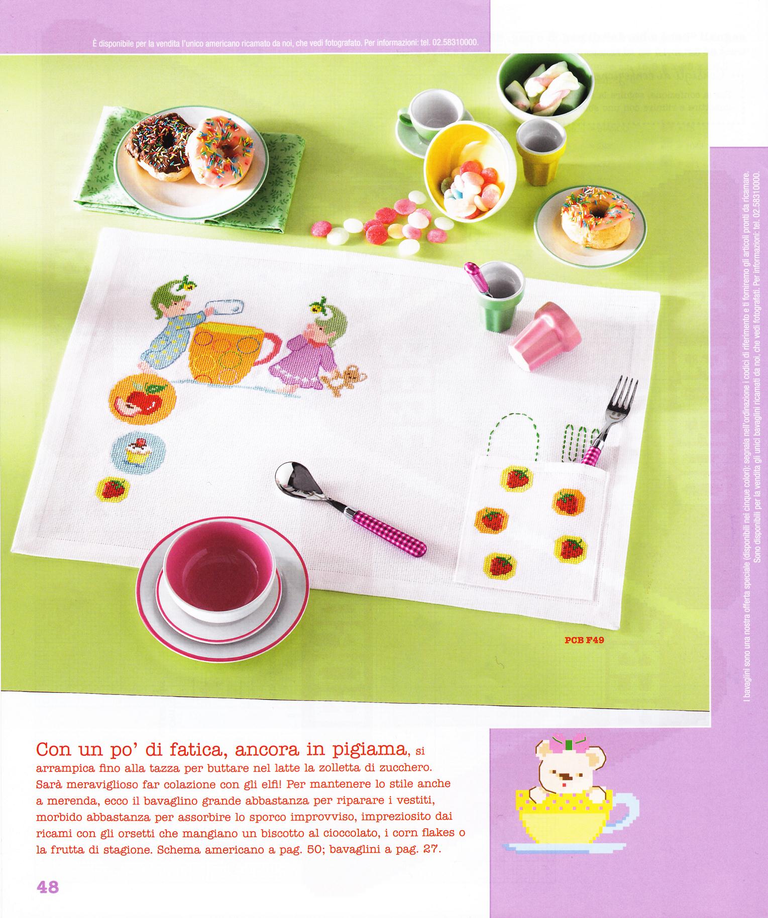 tovaglietta prima colazione folletti (1) -  punto croce  uncinetto schemi gratis hobby creativi