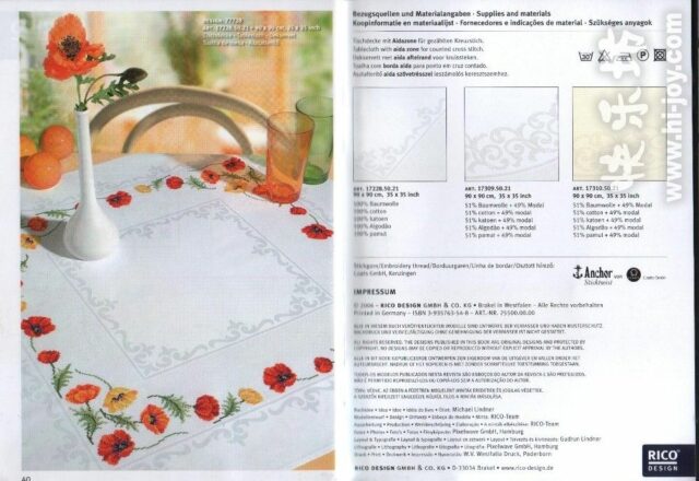 tovaglietta punto croce con fiori papaveri 1