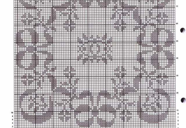 tovaglietta quadrata con fiocchi schema filet uncinetto