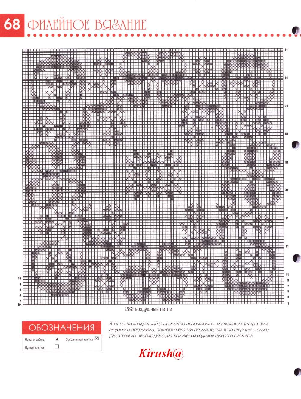 tovaglietta quadrata con fiocchi schema filet uncinetto