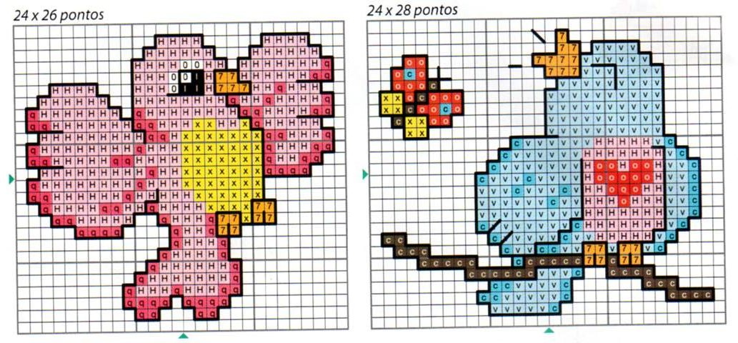 uccellini schema punto croce bavaglino