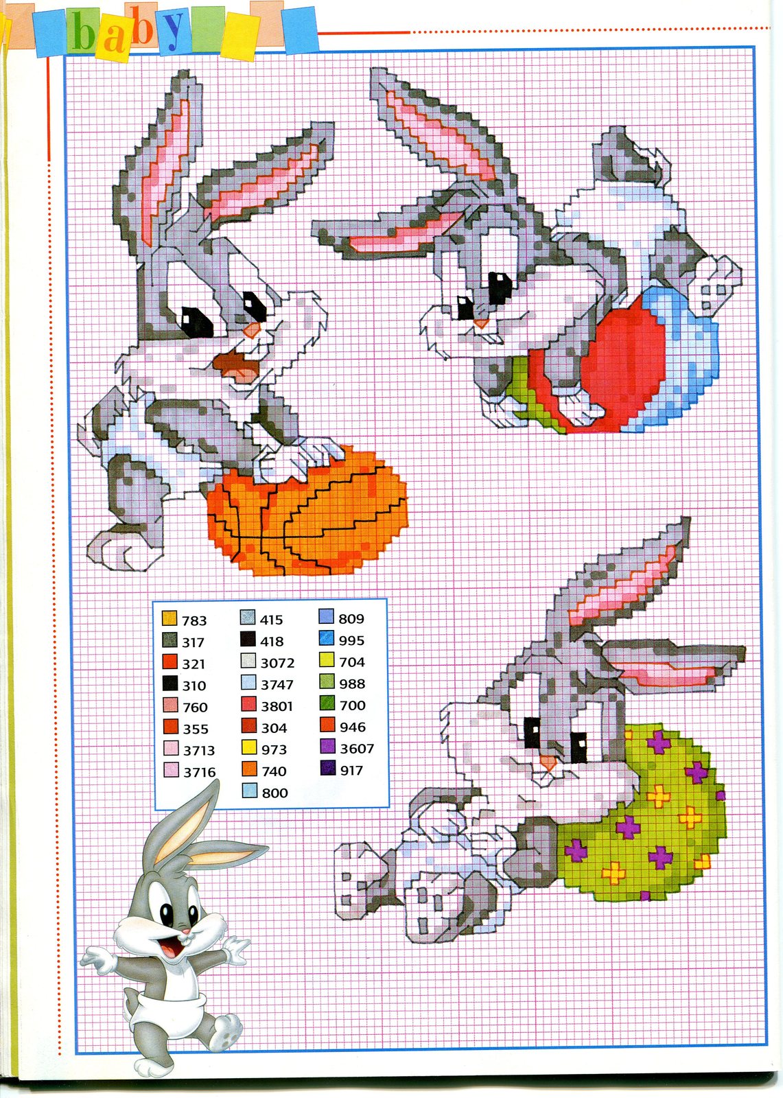 un tenerissimo baby bugs bunny schema punto croce