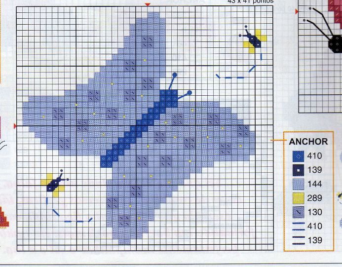 una semplice farfalla azzurra a punto croce