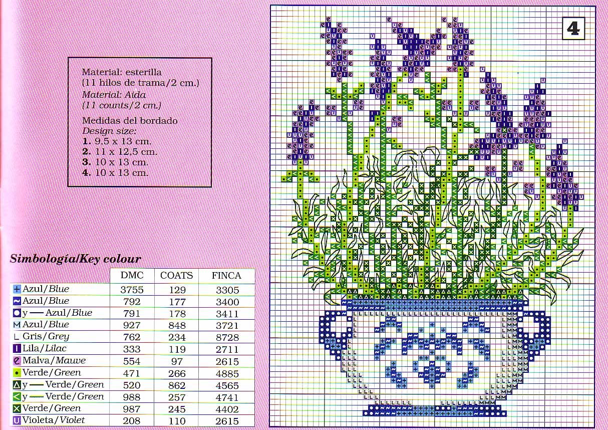 vaso di fiori di lavanda da ricamare gratis